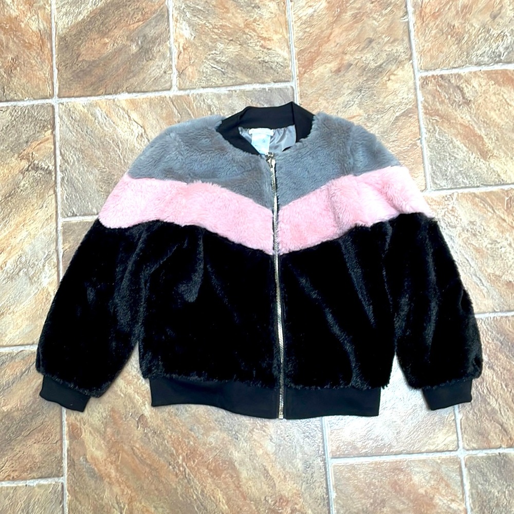 Forever me - super soft furry zip-up girls jacket, size 8